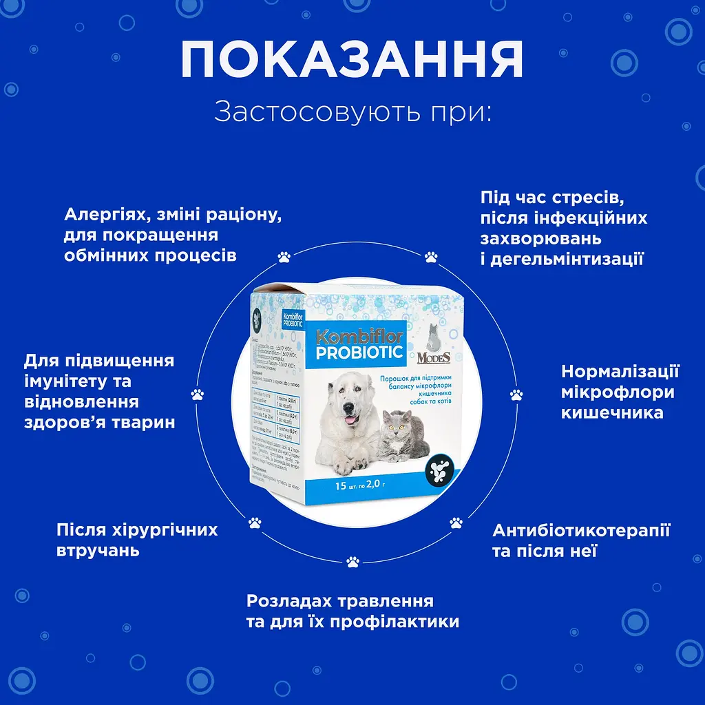 Пробіотики для собак та котів Modes Kombiflor для підтримки балансу мікрофлори кишківника 15 саше - фото 3