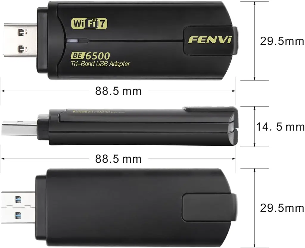 Мережевий адаптер Wi-Fi 7 USB FENVI FU-BE6500 трьохдіапазонний бездротовий mu-mimo Black (19123) - фото 3