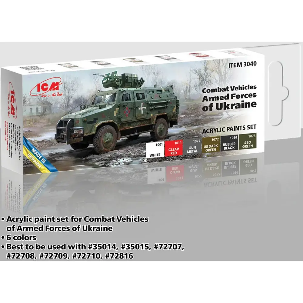 Набір акрилових фарб ICM Holding Combat Vehicles of the Armed Forces of Ukraine 6х12 мл - фото 2