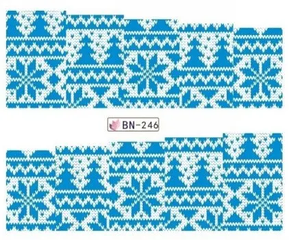 Наклейки на нігті новорічні блакитні - розмір стікера 6 x 5 см