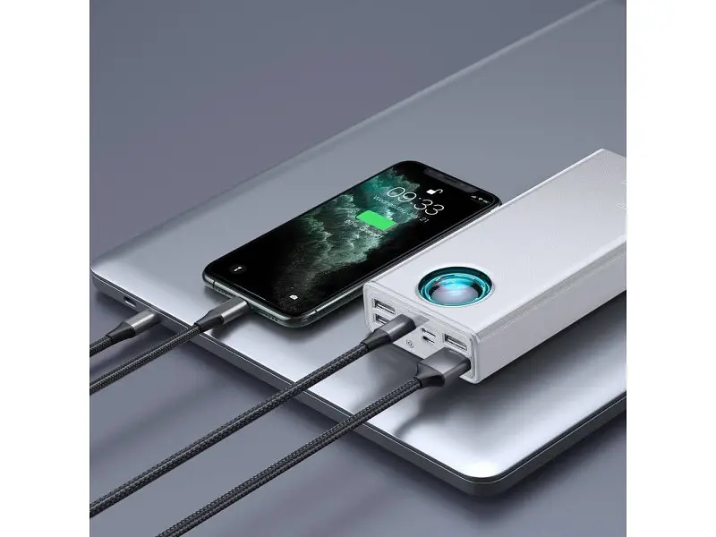 Зовнішній акумулятор (Power Bank) BASEUS Amblight Digital Display Quick Charge 65W 30000mAh White (PPLG-A02) - фото 9