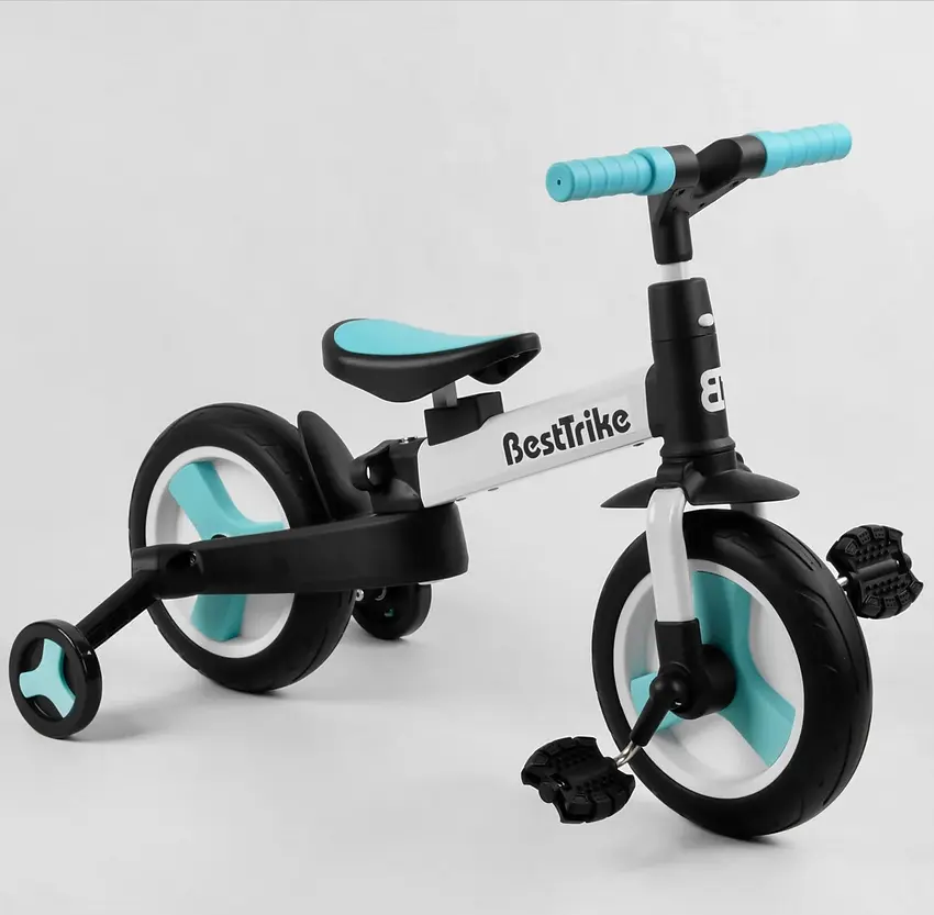 Велосипед-трансформер 56659 Best Trike колеса PU 10’’, родительская ручка, съемные педали, в коробке (6989228360032) - фото 6