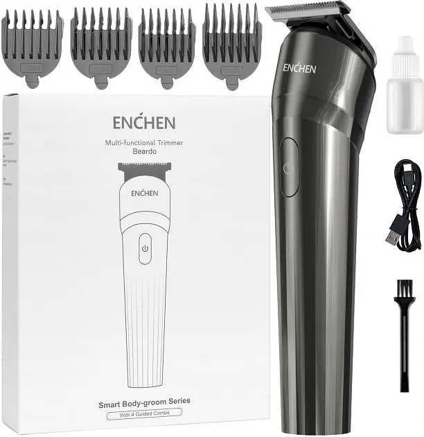 Тример Xiaomi Enchen Beardo, Black, для бороди/усів, 4 насадки, робота від акумулятора/мережі, індикатор зарядки - фото 2