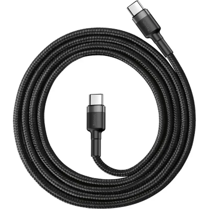 Дата кабель USB-C to USB-C 1.0m 3A 60W Cafule Black Baseus (CATKLF-GG1) - фото 2