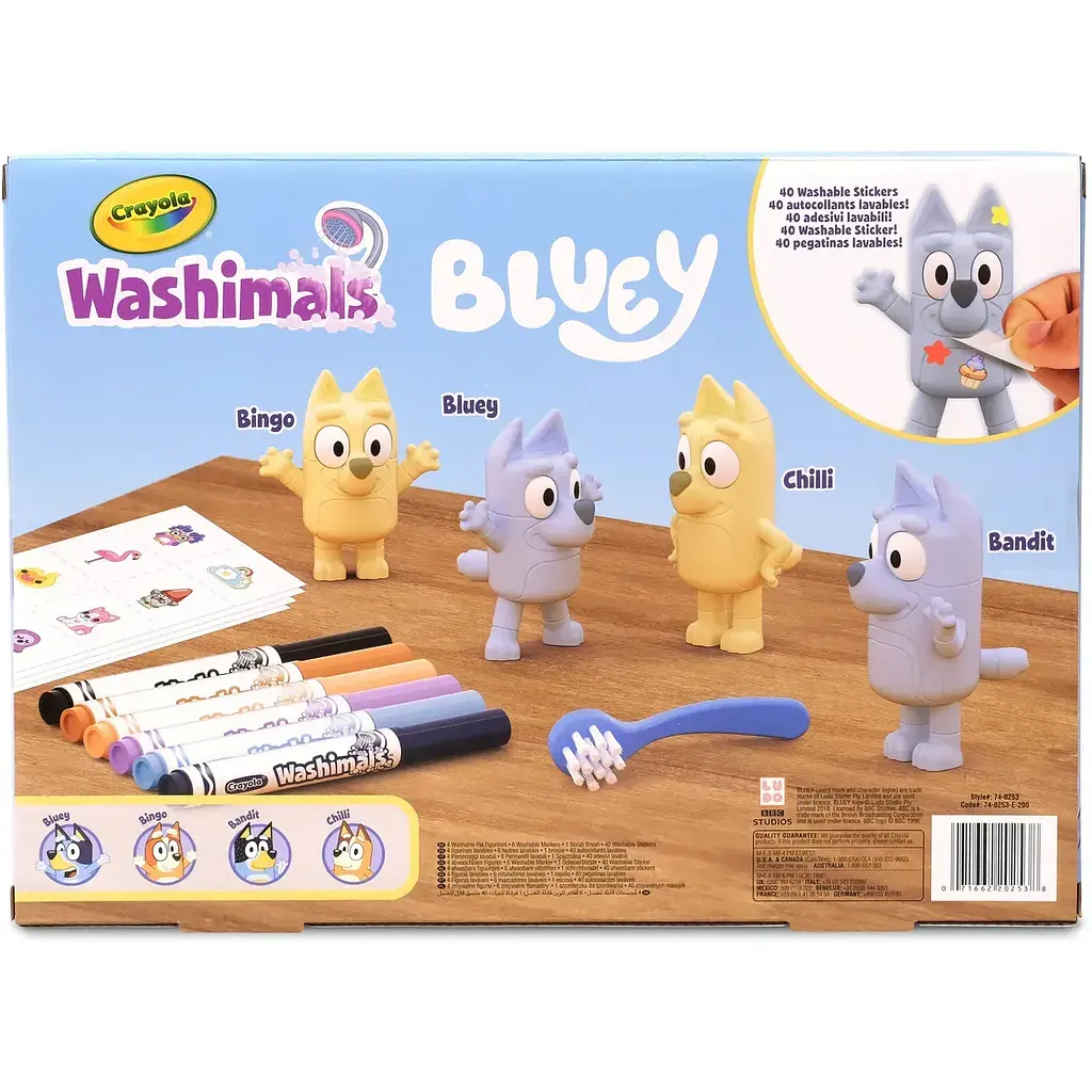 Набір для творчості Crayola Washimals Bluey 4 персонажі, 6 фломастерів та 40 наліпок (74-0253) - фото 4