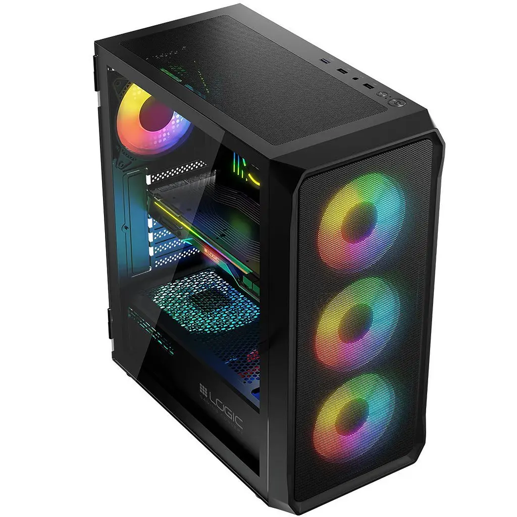 Корпус LogicConcept PORTOS MESH+GLASS ARGB fans 4x120 мм BLACK без БЖ ATX (AT-PORTOS-10-0000000-0002) - фото 7