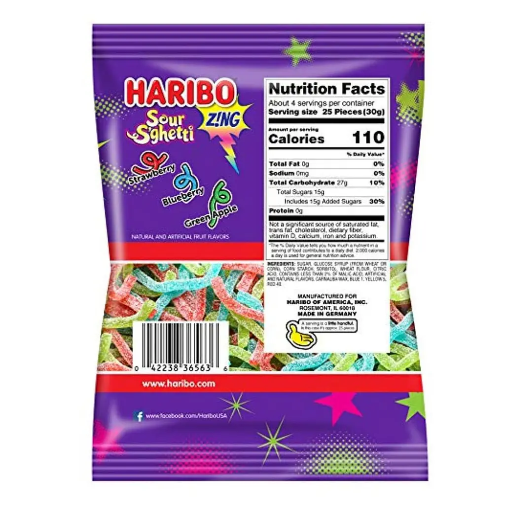 Жувальні цукерки Haribo Gummi Candy Z! NG Sour S'Ghetti 113г - фото 2