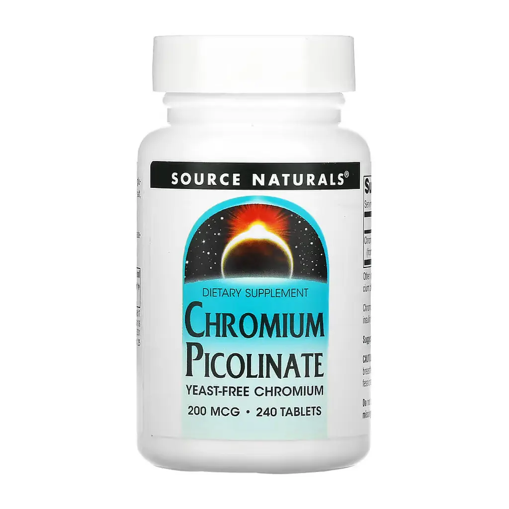 Хром 200 мкг Source Naturals (Chromium Picolinate, Yeast Free) - 240 таблеток