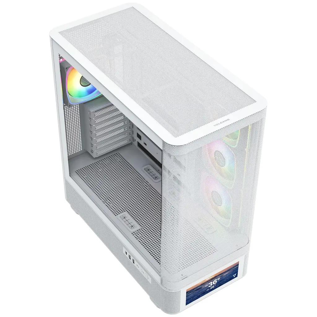 Корпус Modecom VOLCANO AQ500 ARGB MIDI FRONT LCD 6,2”, 4x120 мм fans WHITE без БЖ ATX (MC-A-AQ500-4FA-W) - фото 8