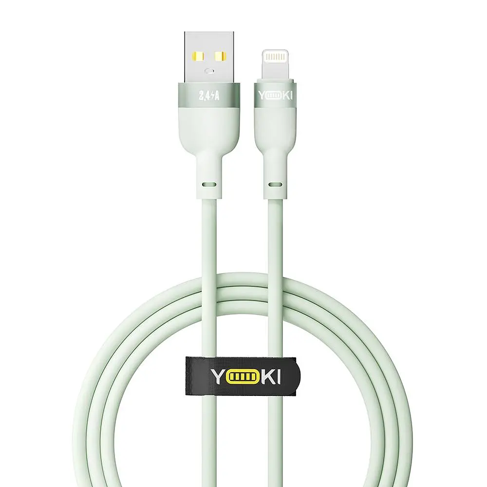 Кабель для заряджання та обміну даними USB Yoki YK-SI50 SILICONE Series USB/Lightning 12W 2.4A/5V 1.2 м Зелений