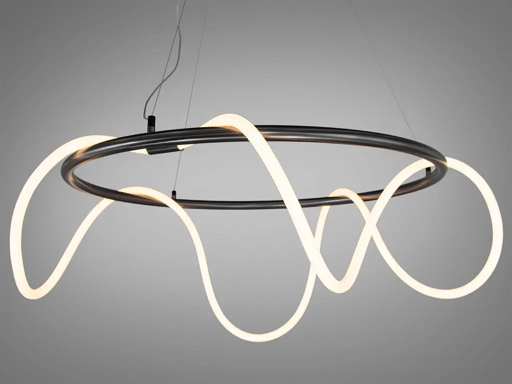 Минималистичная светодиодная люстра подвес шланг, 48W, черный хром. - фото 2