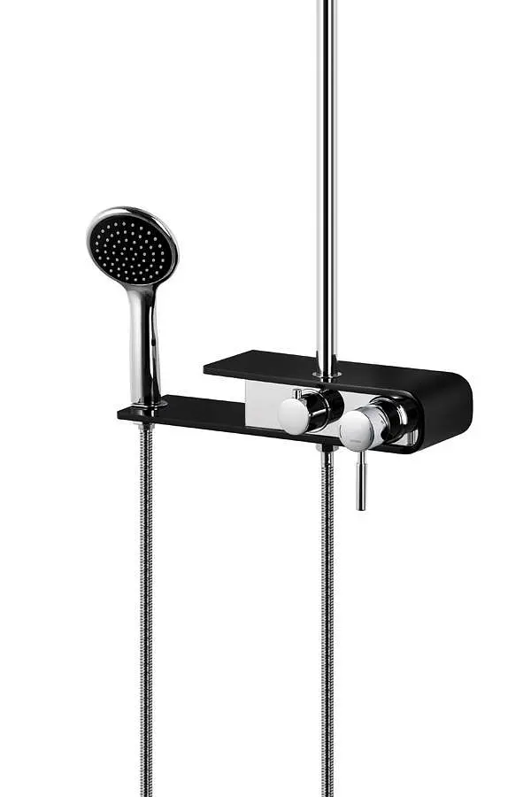 Душевая система Corsan Klar Fiber chrome black CMN002BL, Хром - фото 4