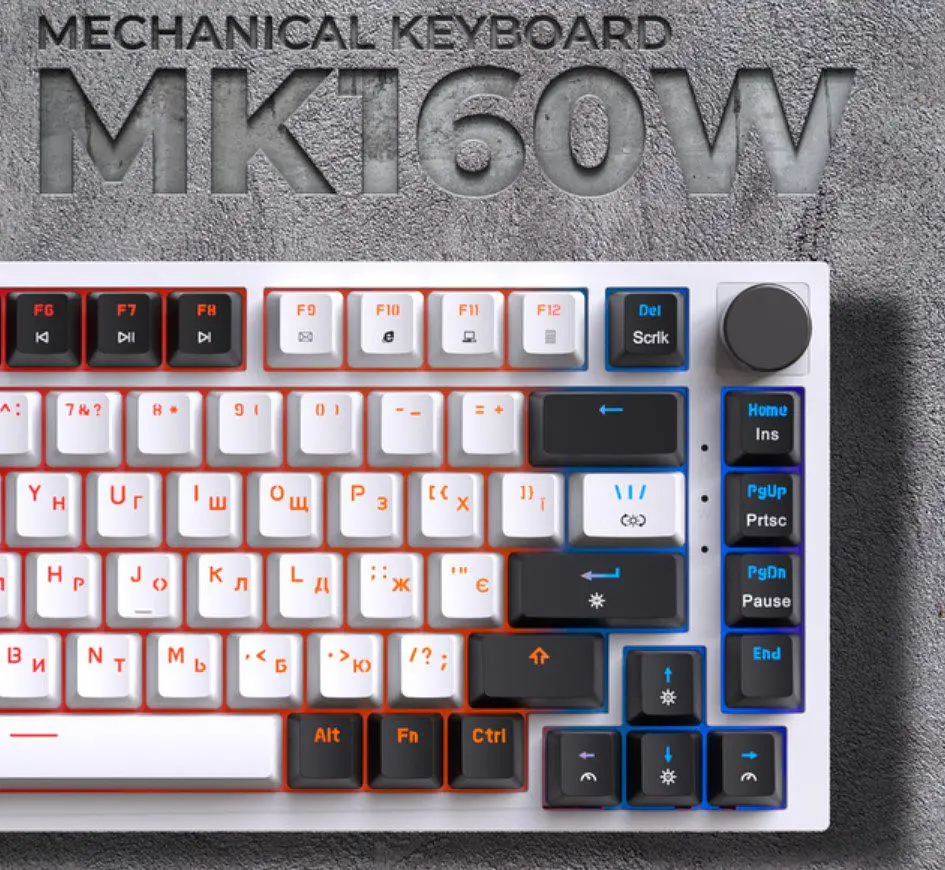 Клавиатура игровая механическая GamePro MK-160 Red Swich Hot-Swap RGB White-Black - фото 11
