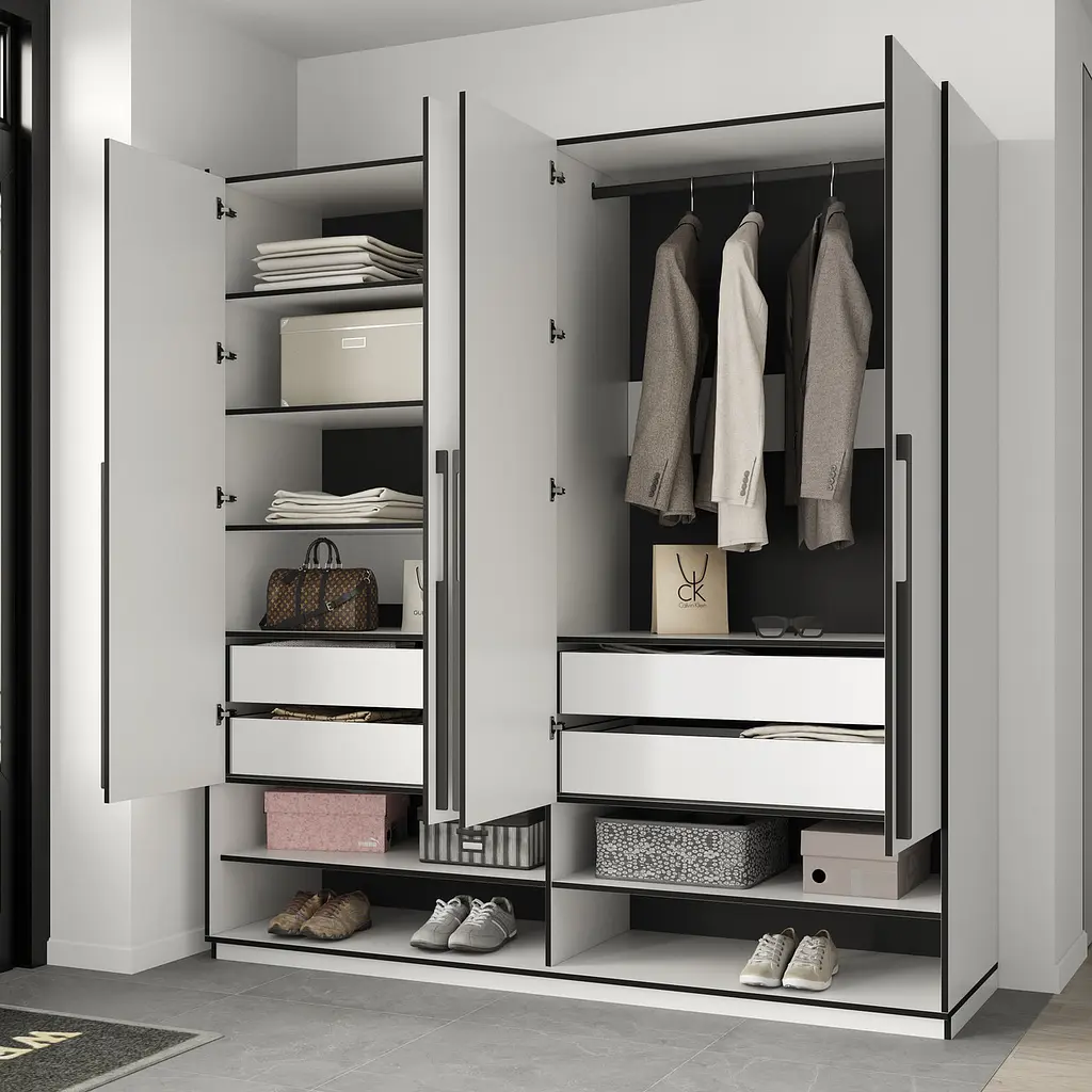 Шафа для одягу Flamecame у передпокій зі штангою та поличками на 4 двері FR-10 Кверкус - фото 5