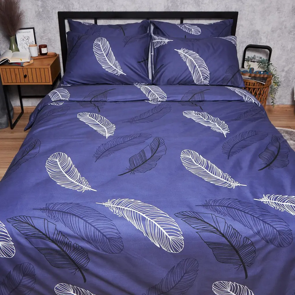 Комплект постельного белья Moon&Star Микросатин Premium Night Feathers Полуторный 143х210 наволочки 2х70х70 - фото 5