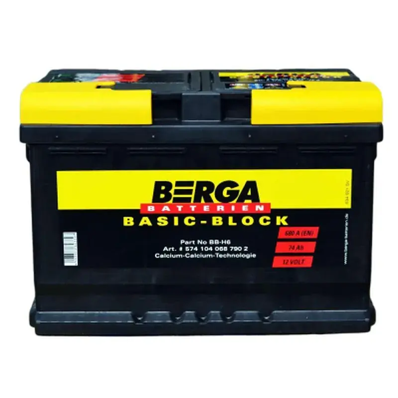 Акумулятор автомобільний Berga Basicblock 74Ah Ев (-/+) (680EN) (5741040687902)