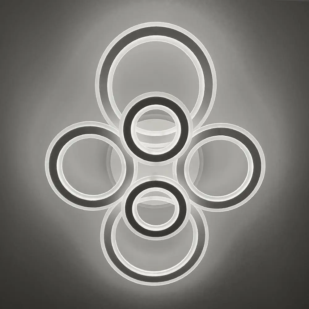 Потолочные люстры на 6 колец в белом корпусе 63×80 см | Ст. A 2763/2+2+2 RGB WT | Line F - фото 4