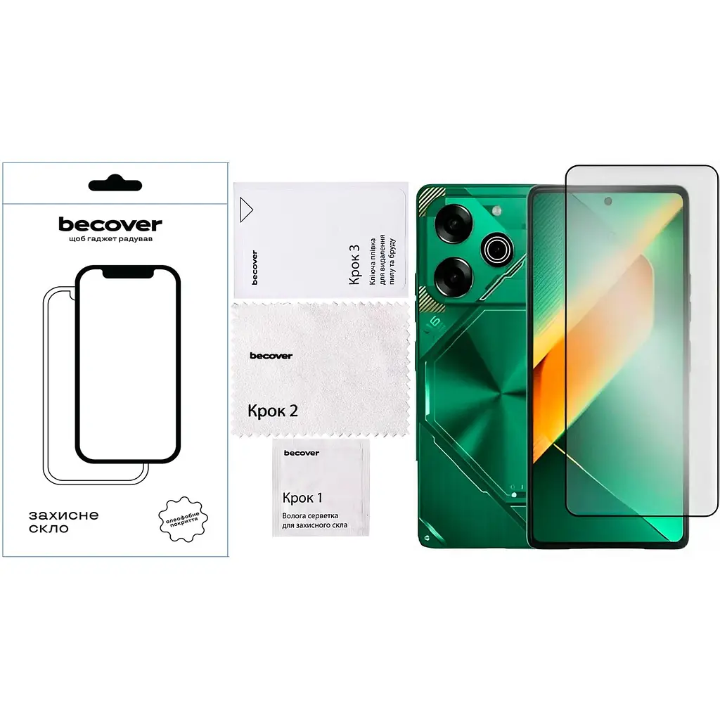Защитное стекло BeCover для Tecno POVA 6 Neo (LI6) Black (711581) - фото 2