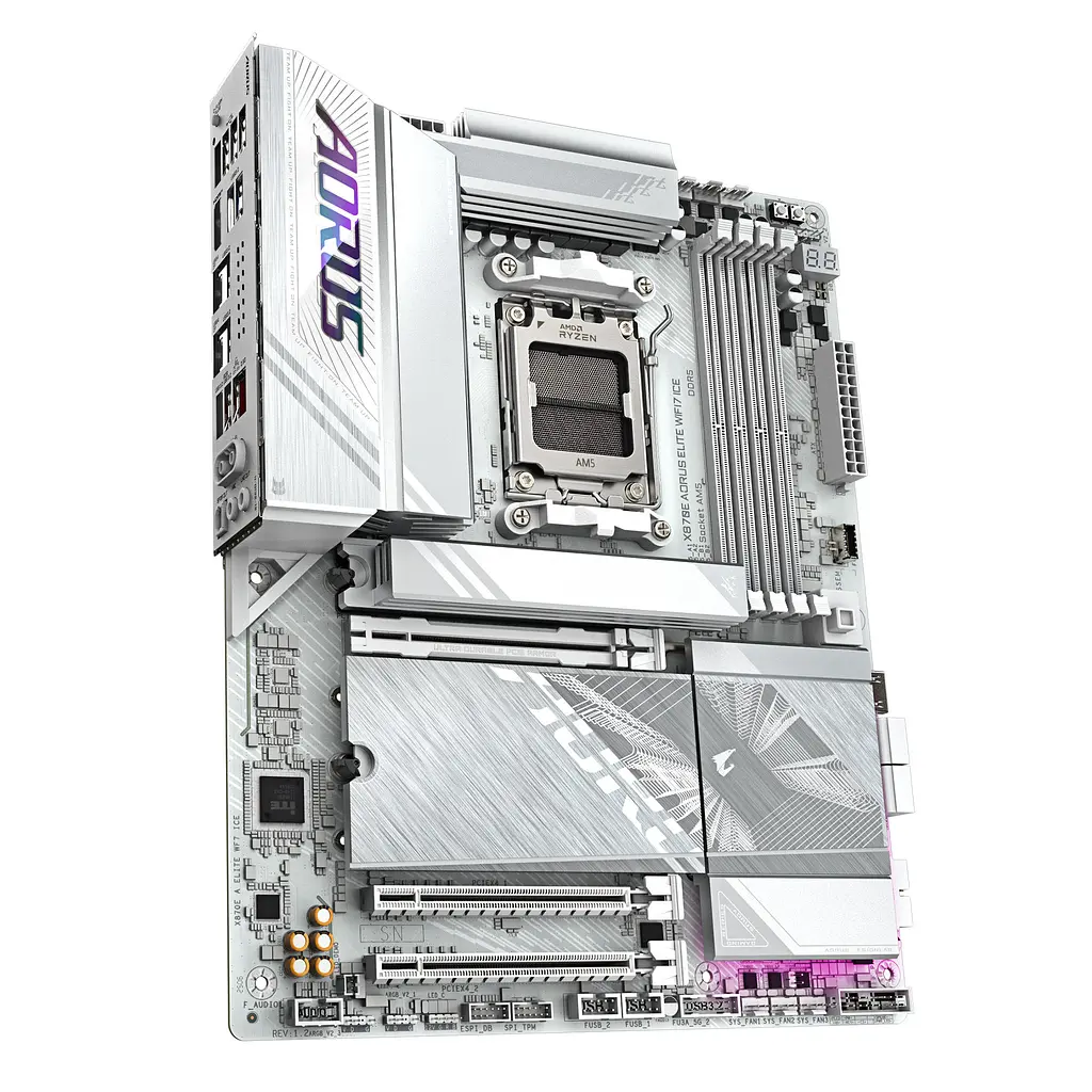 Gigabyte Материнська плата X870E A ELITE WF7 ICE sAM5 X870 4xDDR5 M.2 Wi-Fi BT HDMI DP ATX - фото 2