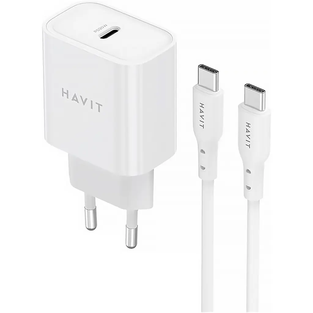 Зарядний пристрій HAVIT ST934 20W USB-C з кабелем USB-C - USB-C (HV-ST934-WH) - фото 2