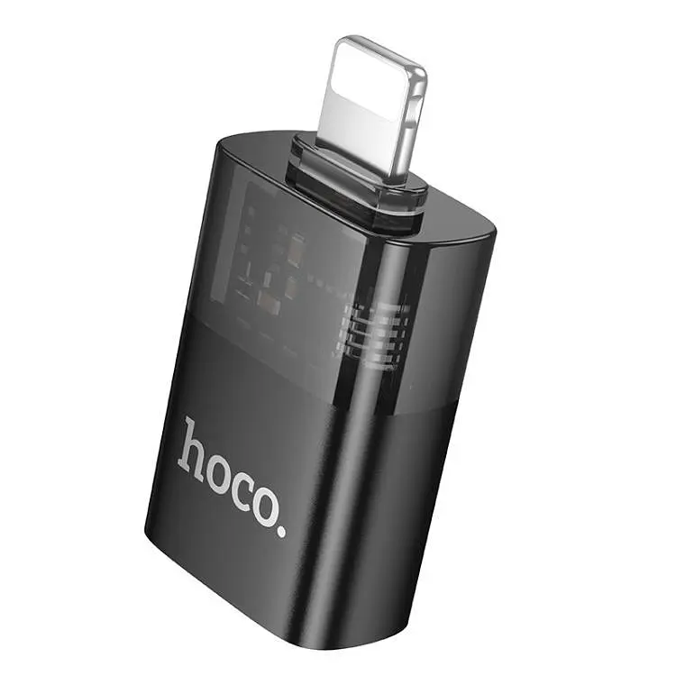 Перехідник Hoco UA36 iP male to USB female OTG transparent adapter чорний - фото 3