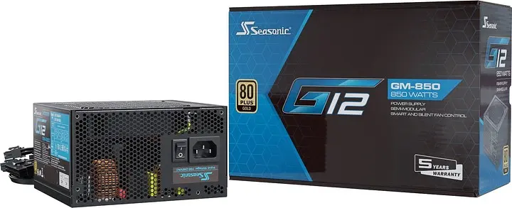 Блок живлення Seasonic 850 Вт G12 GM, Black, напівмодульний, 80+ Gold, Active PFC, 12 см, 3xMolex / 6xSATA / 3x6+2-pin / 2x4+4-pin / 20+4-pin, захист OPP/OVP/OCP/SCP/OTP/UVP (G12 GM-850) - фото 4
