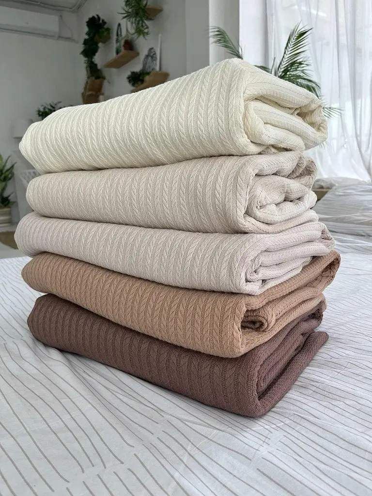 Покривало Zeintex Косичка бавовняне коричневе 230х280 см - фото 3
