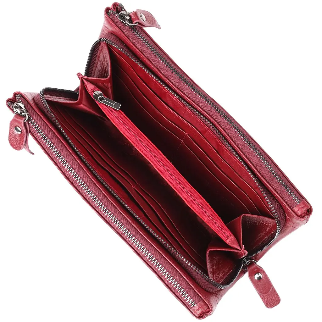 Шкіряний гаманець на три відділення ST Leather 23108 бордовий - фото 6
