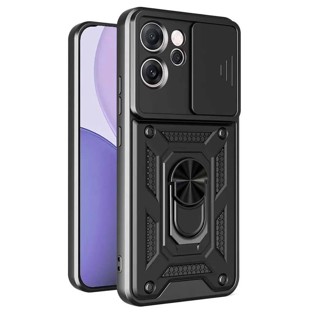 Чохол Primo Shockproof для Oppo Reno 14F 5G - протиударний, з підставкою і шторкою камери - Black - фото 3
