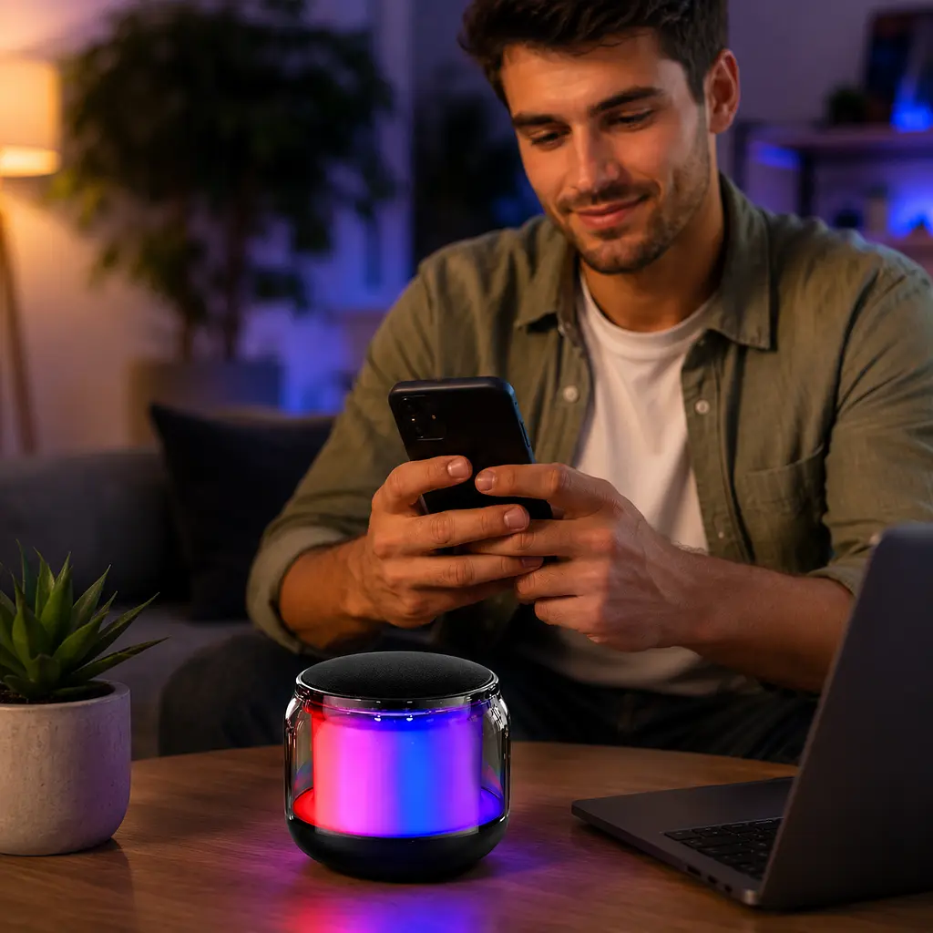 Міні-колонка Bluetooth/Акустика зі звуком 360 ° та підсвічуванням - фото 3