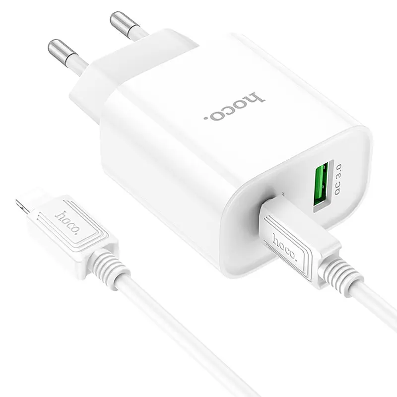 МЗП Hoco C80A Plus Rapido PD20W+QC3.0 (1USB-A/1C) + кабель Type-C to Lightning White - фото 3
