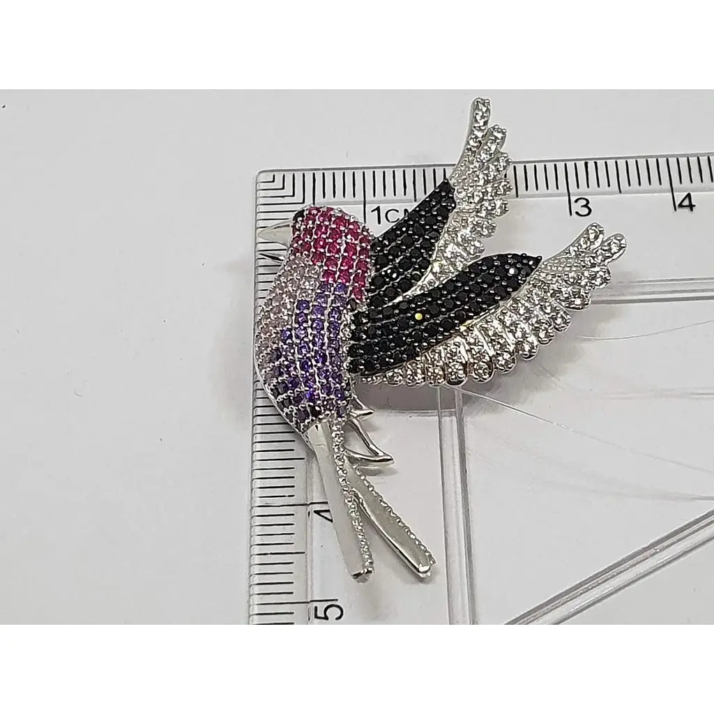 Срібна брошка Dear Птица з фіанітами. 9007.56С - фото 4