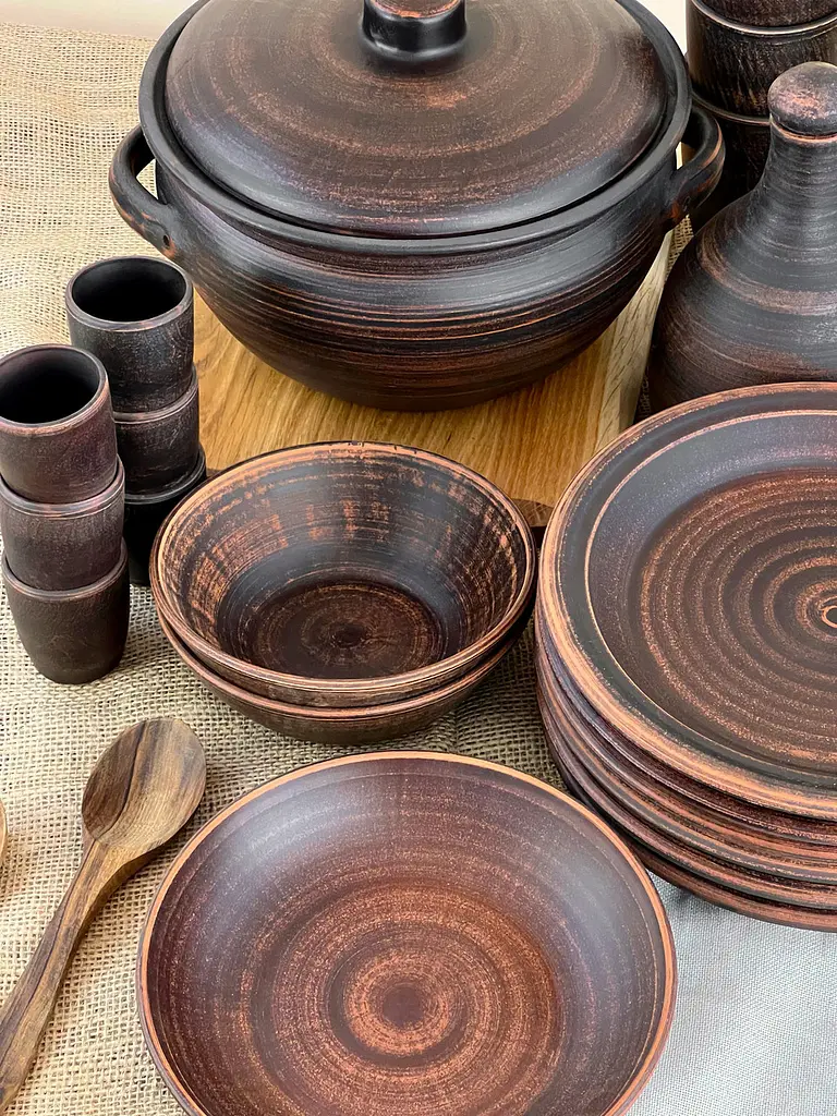 Шашличний столовий сервіз керамічного (глиняного) посуду на 6 чоловік Гладкий - фото 10