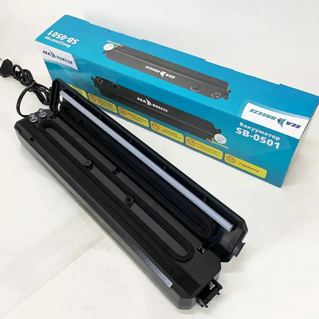 Вакуумний пакувальник для продуктів Sea Breeze SB-0501 Вакууматор ручний побутовий LED-індикатор 140Вт Чорний - фото 7