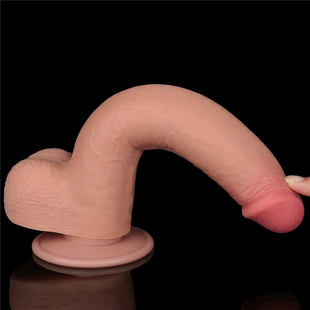 Фалоімітатор LoveToy Sliding-Skin Dual Layer Dong 22 см тілесний - фото 11