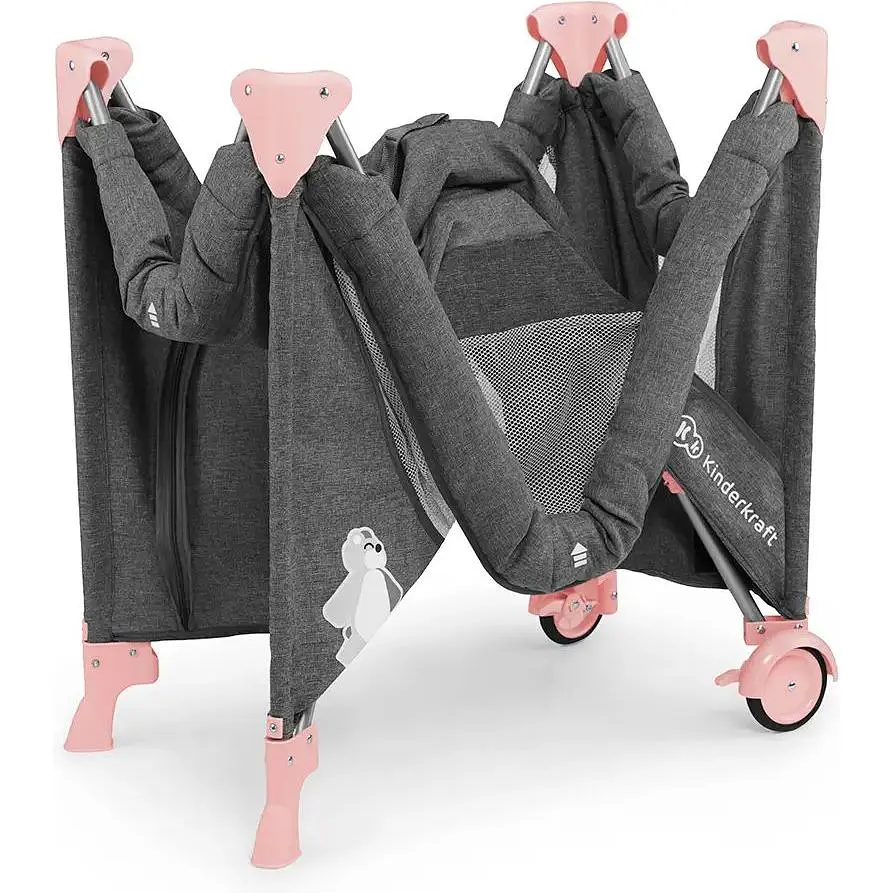 Ліжко-манеж з пеленатором Kinderkraft Joy Pink сіре з рожевим (00-00158383) - фото 6