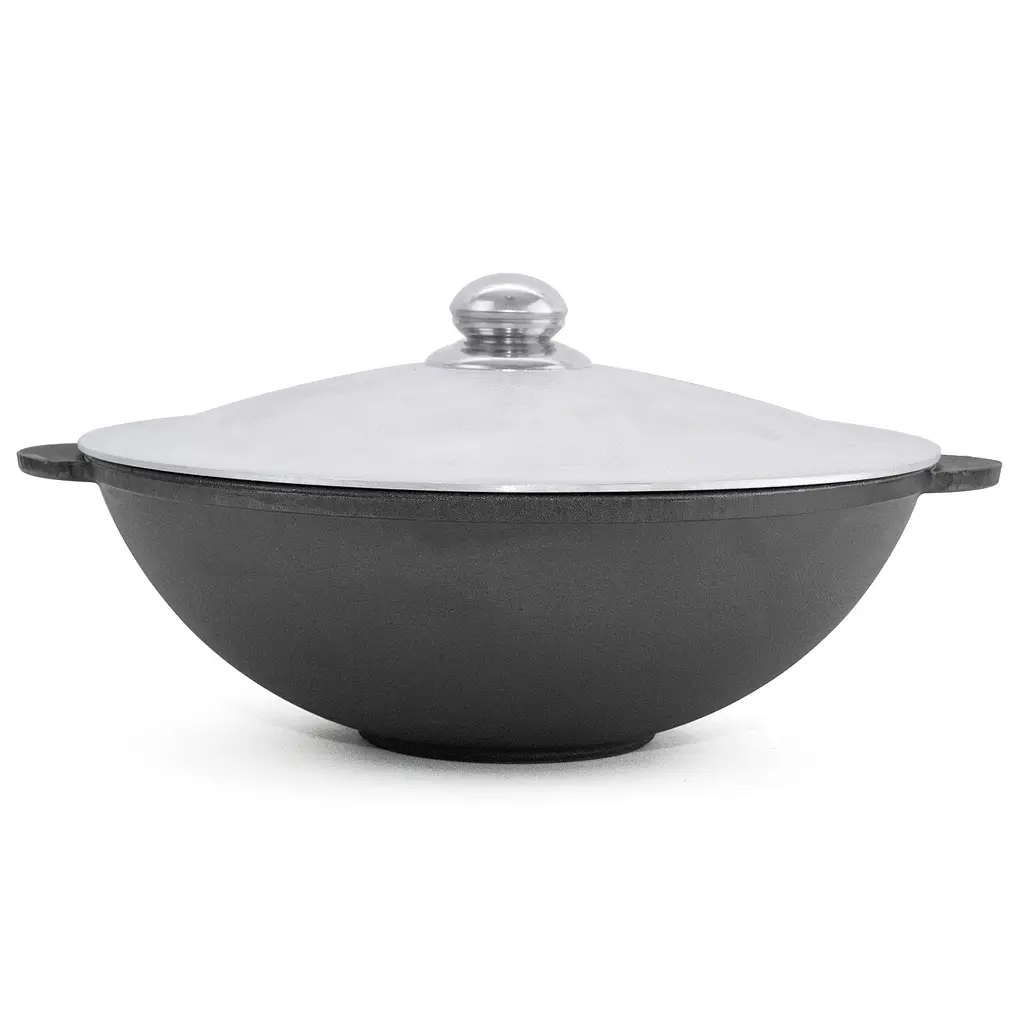 Чугунная сковорода Brizoll WOK с алюминиевой крышкой 3,7 л - фото 2