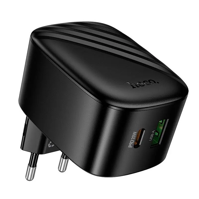 Адаптер мережевий HOCO folding charger CS101A 1USB/1Type-C, 20W/3A, PD/QC