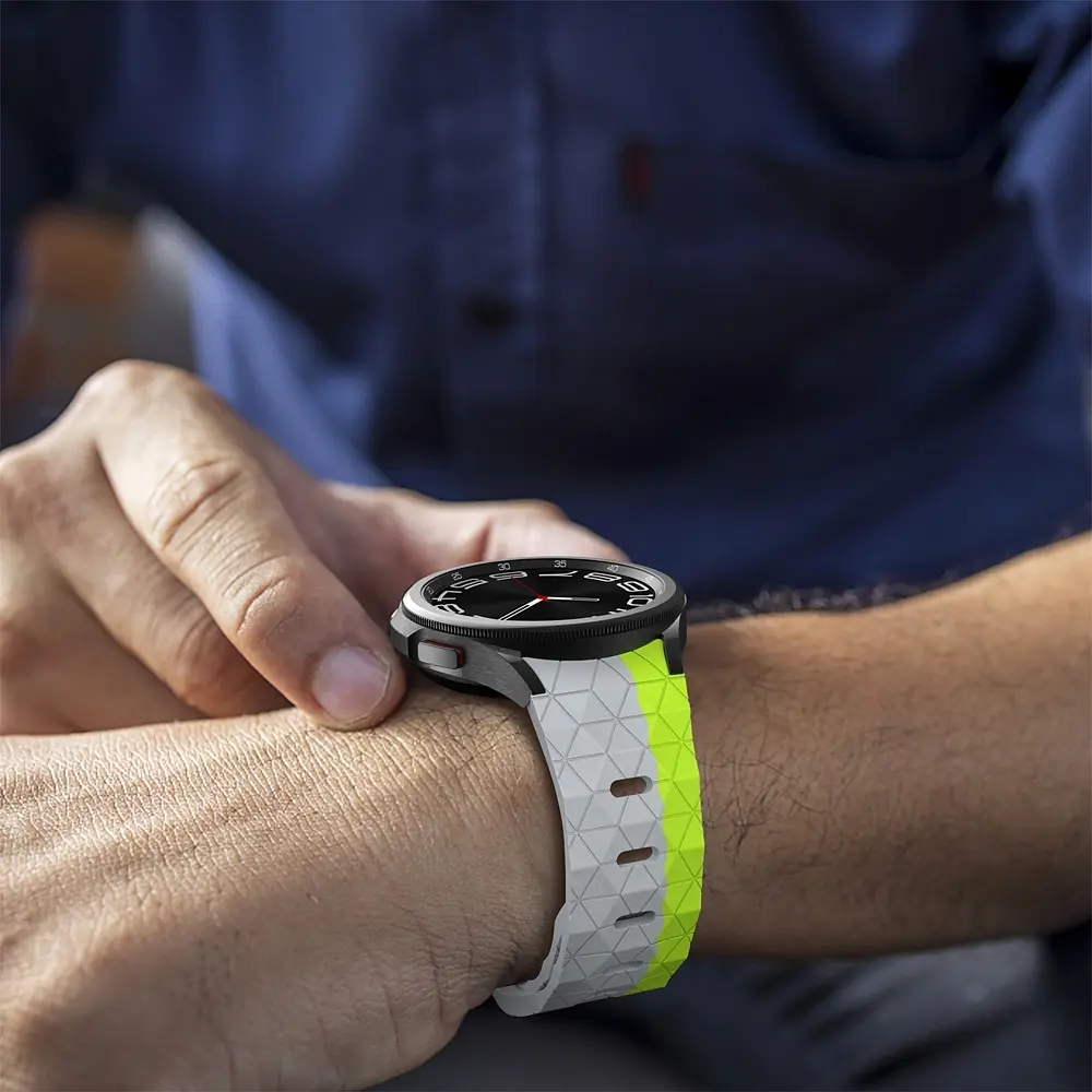 Ремінець силіконовий Samsung Galaxy Watch 4 5 6 7 BeWatch Салатово-білий (0140304) - фото 6