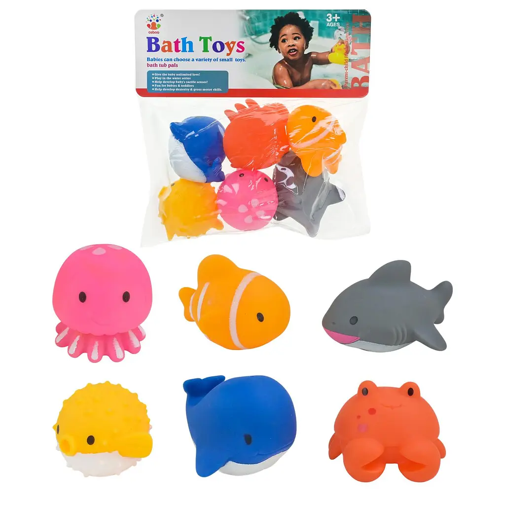 Набір гумових стравоходів для купання Bath tub pals, 6 фігурок морських мешканців (AY602C)