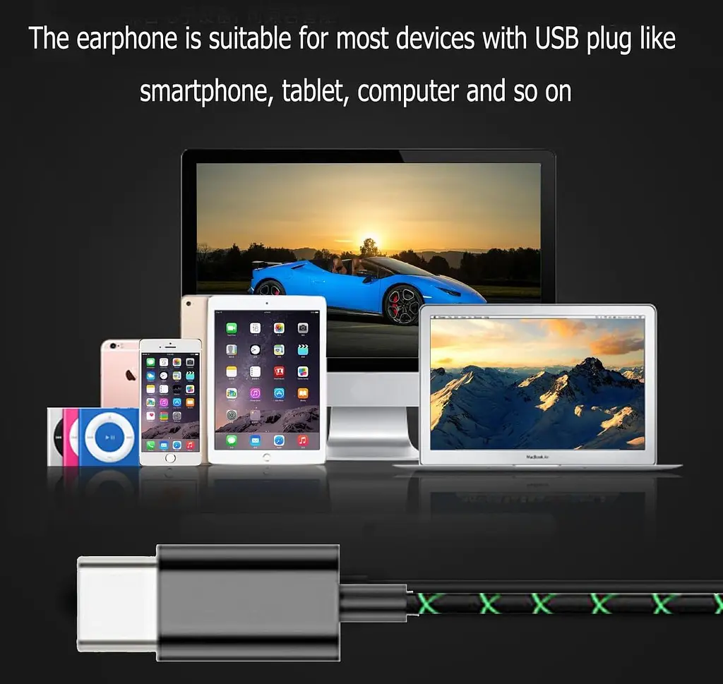 Спортивні USB-C навушники C-YOUNG з мікрофоном та регулятором гучності - фото 5