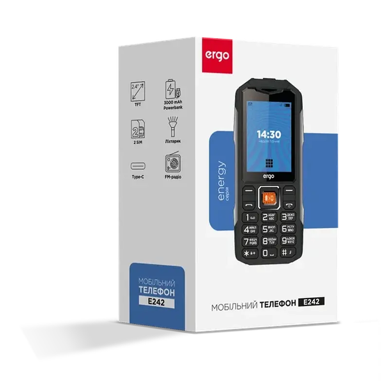 Мобільний телефон ERGO E242 Dual Sim (чорний) - фото 4
