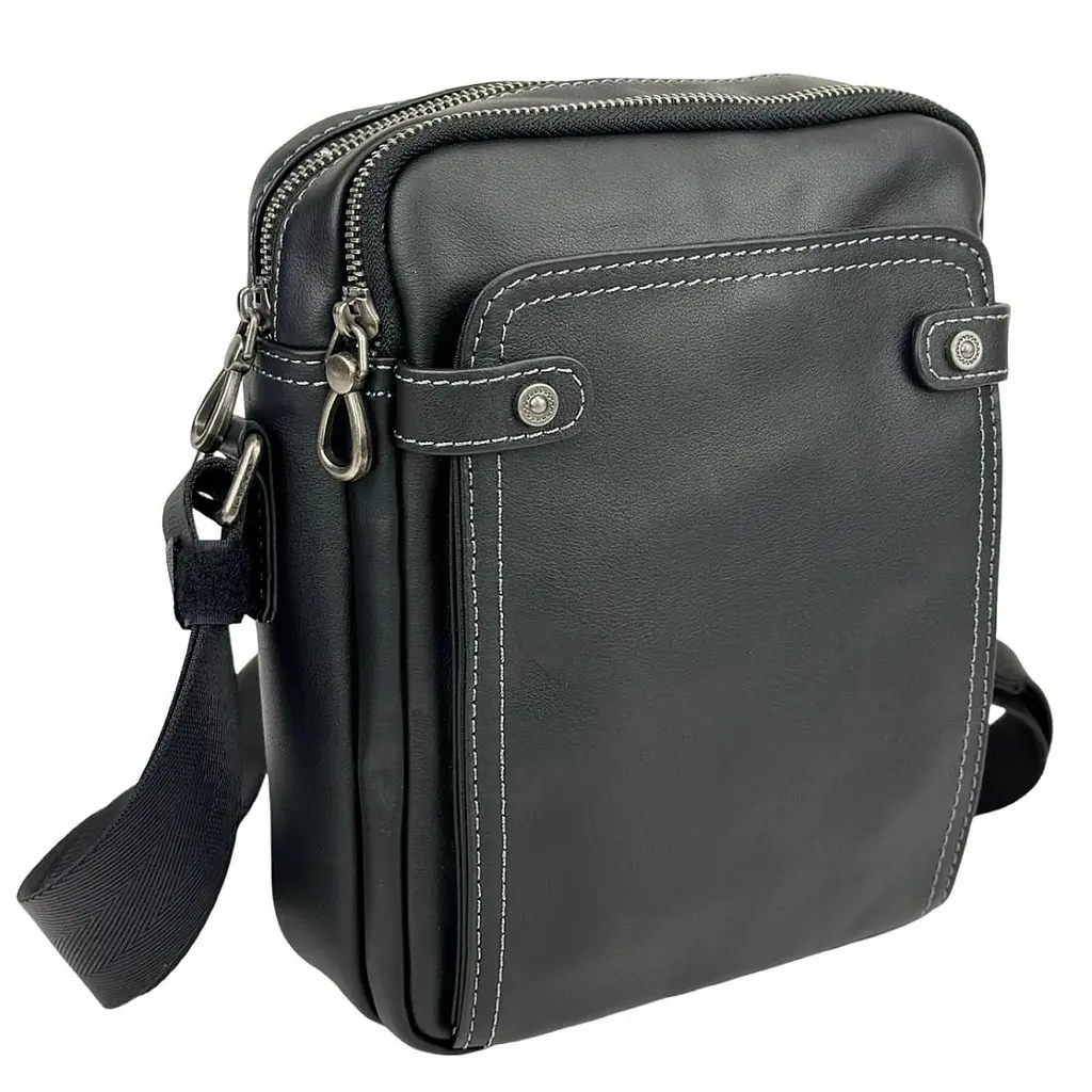 Сумка через плече чоловіча шкіряна Tiding Bag 8911A чорна - фото 10