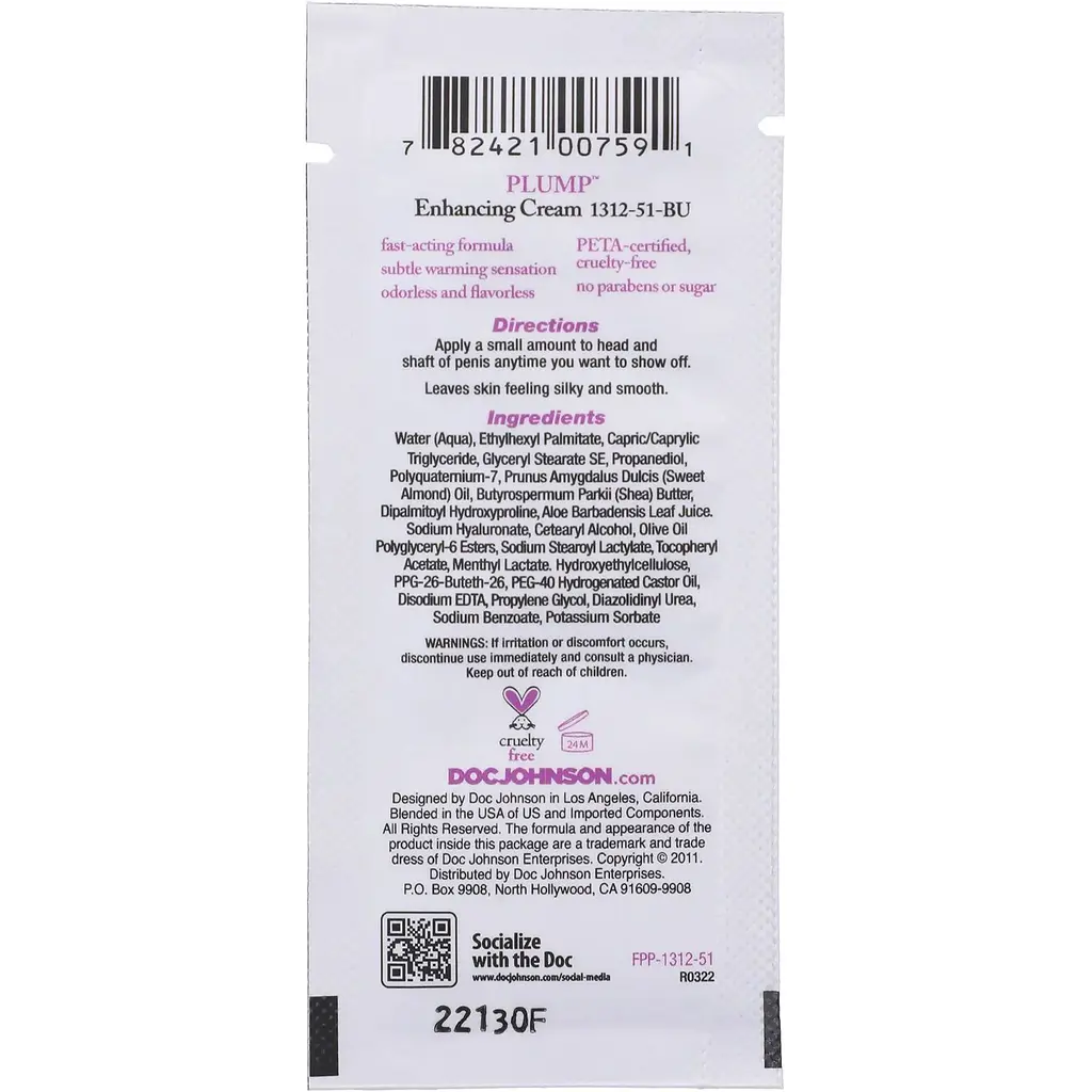 Крем для збільшення члена Doc Johnson Plump - Enhancing Cream For Men (7 г) - фото 2