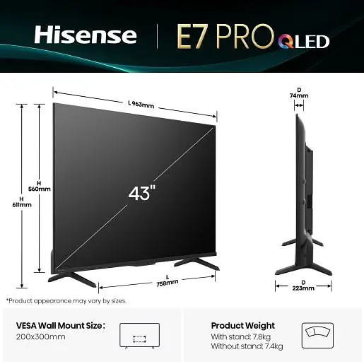 LED-телевизор Hisense 43E7Q PRO (7134217) - фото 2