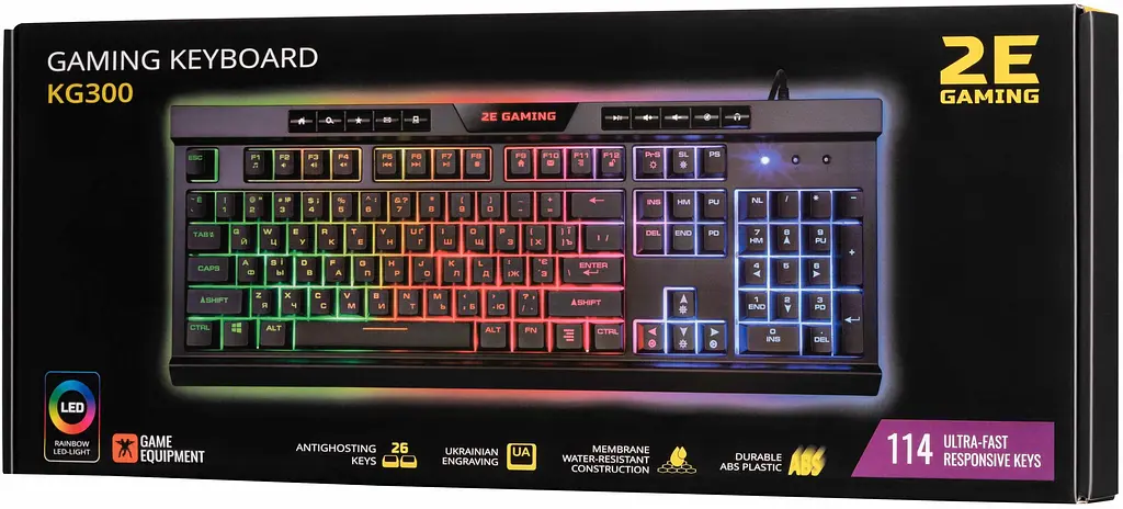 Клавіатура 2E Gaming KG300 LED USB Ukr Black (2E-KG300UB) - фото 8