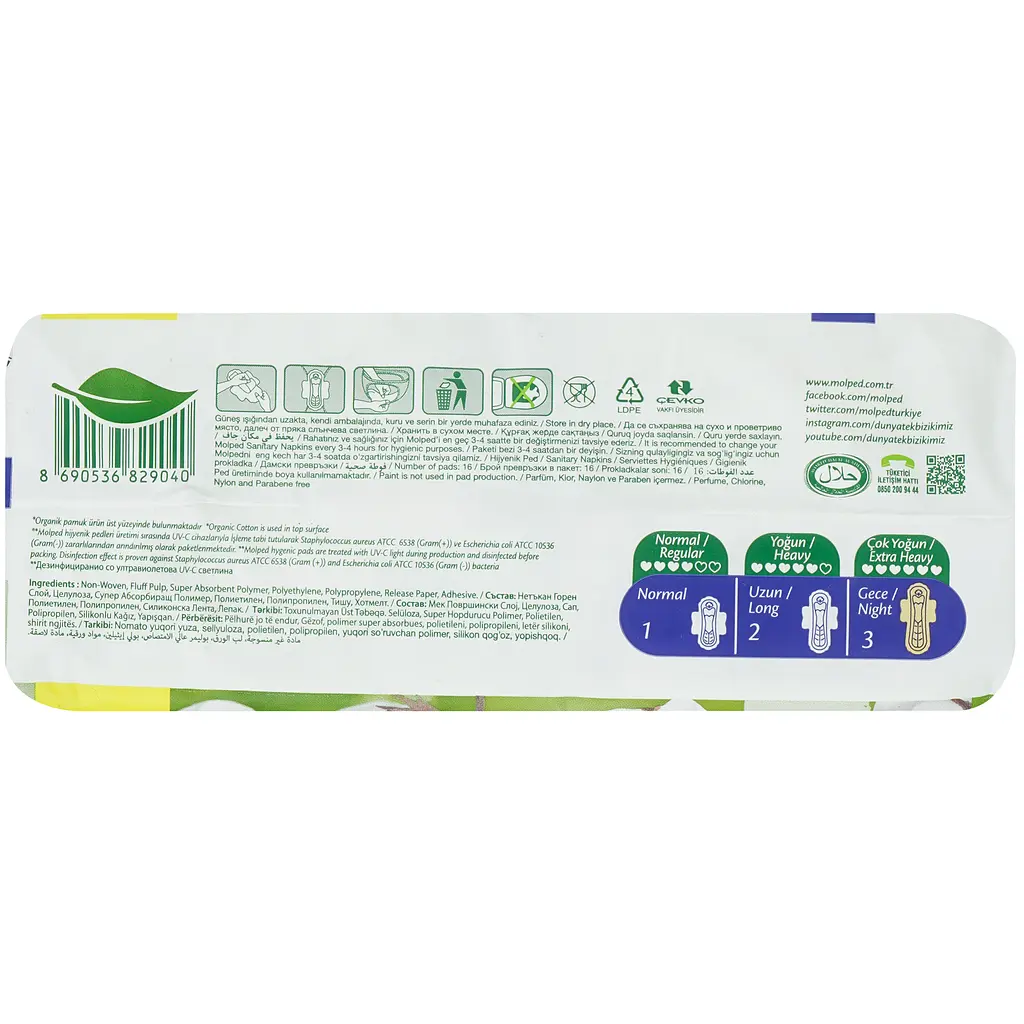 Гігієнічні прокладки Molped Pure&Soft night eco 6 крапель 16 шт. - фото 4