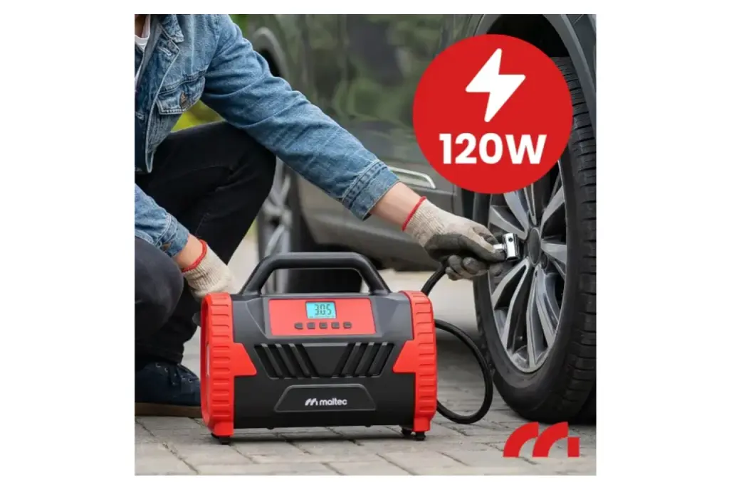 Автокомпресор MalTec TurboAir200, 12 В, 230 В, 10 бар, 35 л/хв, із цифровим дисплеєм, ліхтарем та насадками, 114805 - фото 2