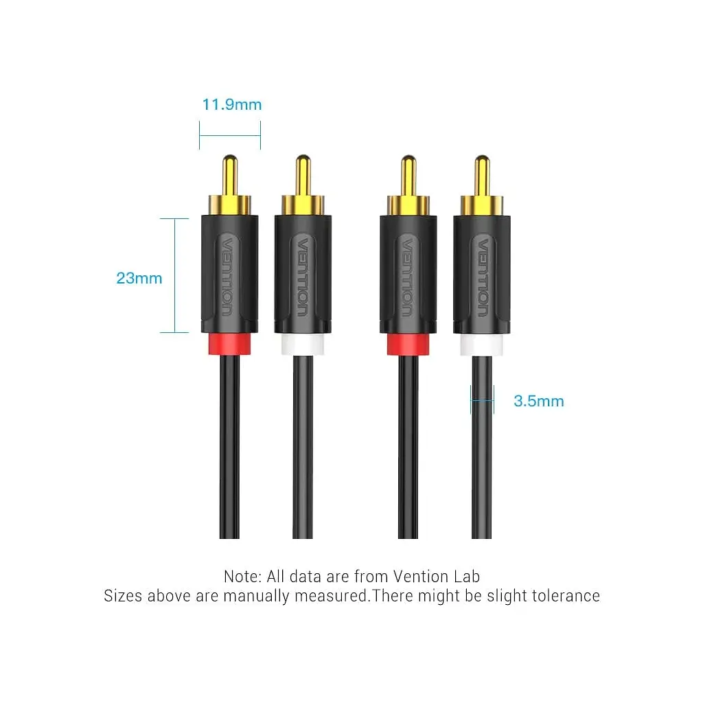 Кабель мультимедійний 2xRCA M to 2xRCA M 1.5m black Vention (BCMBG) - фото 3