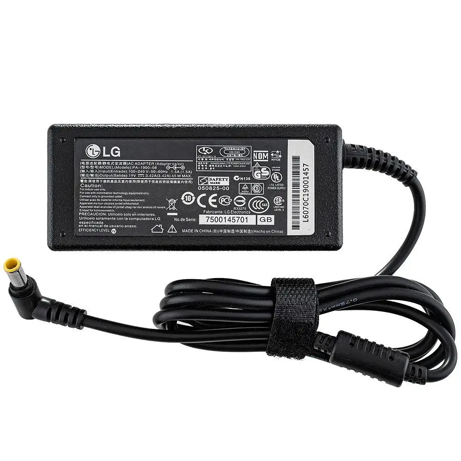 Блок живлення для монитора LG 19V 3.42A 65W 6.5x4.4мм+PIN чорний (без кабелю!) - фото 2